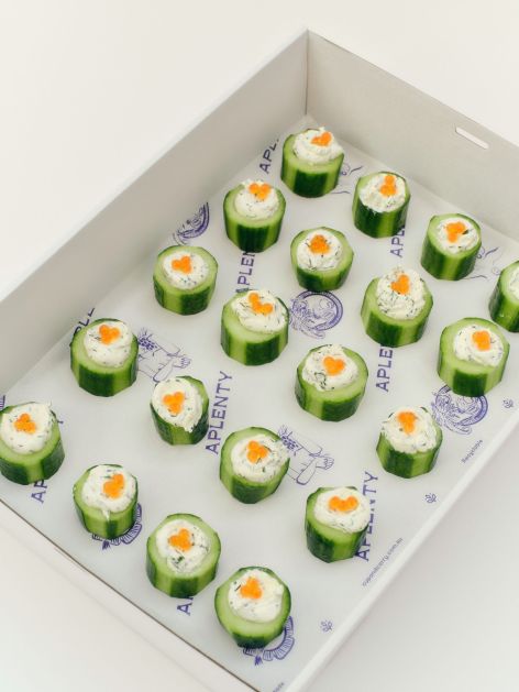 Box - Cucumber Bites with Herbed Labneh and Ocean Trout Roe