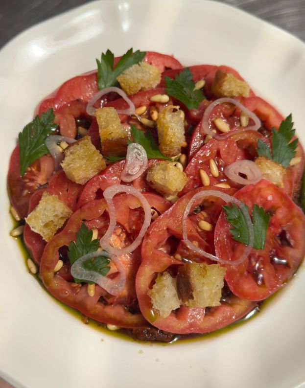 Starter -  Ox Heart Tomato, Pesto Rosso, Tarragon