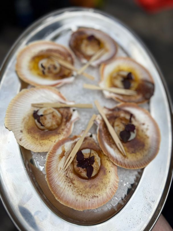 Canape - Scallop with Bagna Cauda and Shiso