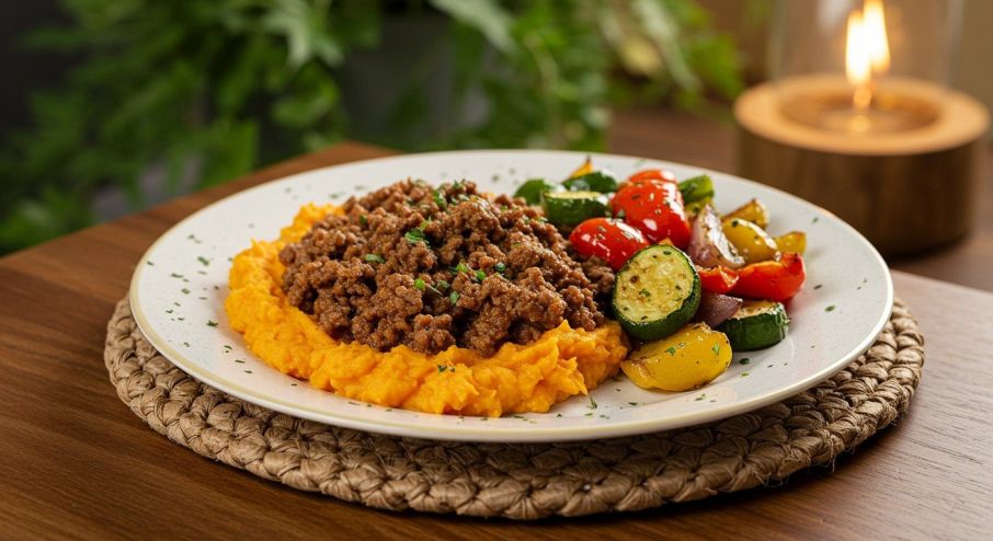 Beef with Sweet Potato Mashed