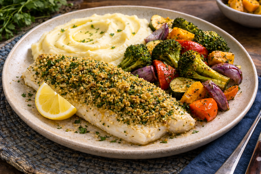 Baked Fish with Crispy Herb Panko