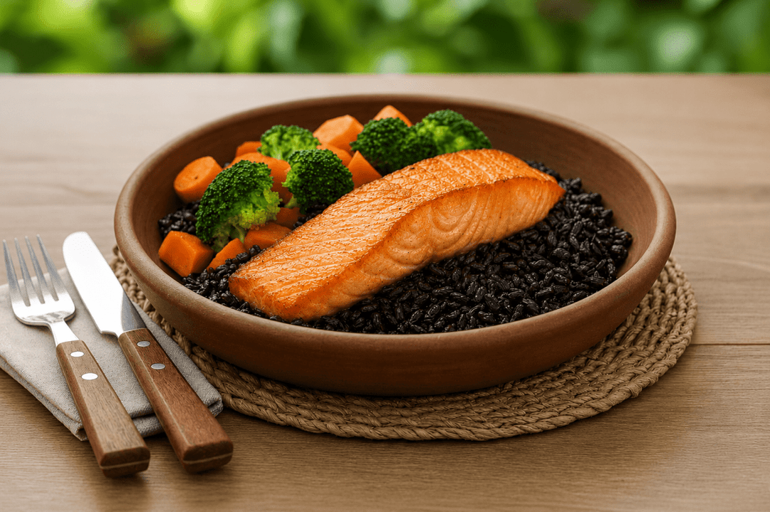 Roasted Salmon with Black Rice 