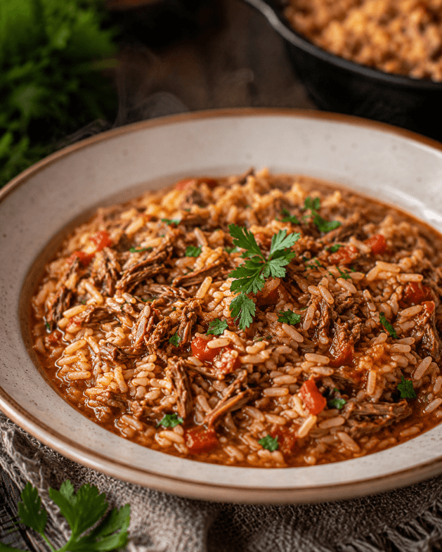 Brazilian Braised Beef Rice - Arroz Caldoso
