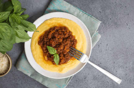 Beef Mince Ragu with Creamy Polenta