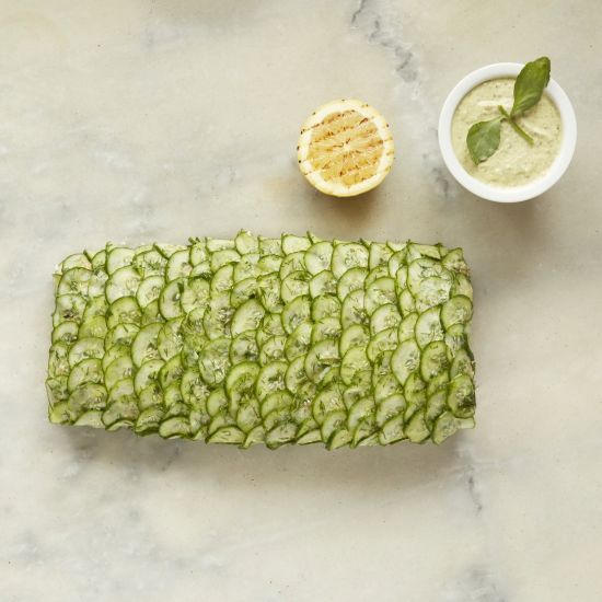 Poached Atlantic Salmon with Cucumber Scales