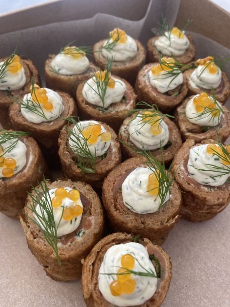 Canapé - Smoked Salmon & Cream Cheese, Buckwheat Pinwheels