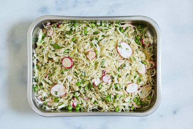 Salad - Italian Slaw; Cabbage, Peas, Mint, Radish Parmesan