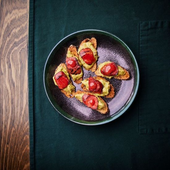 Canapè - Guacamole Crouton with Chorizo