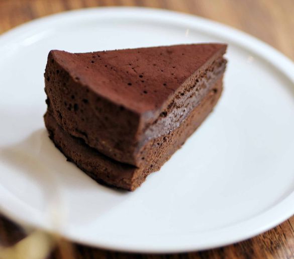 Flourless chocolate cake slice