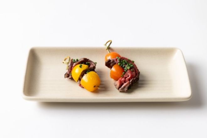 Seared Kangaroo and Heirloom Tomato Skewer (2 pieces) (B)
