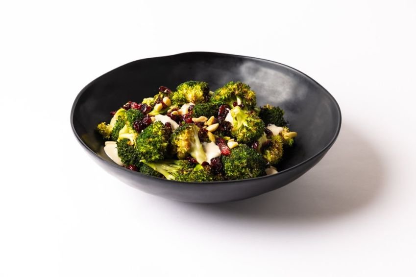 Roast broccoli, almond, craisn and cashew cream 