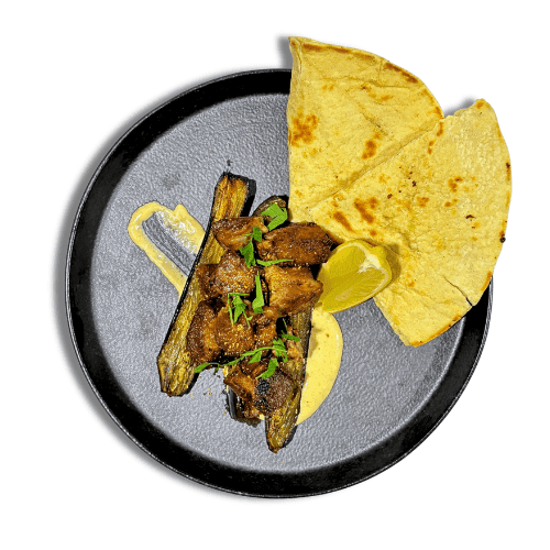 Bush Spiced Lamb with Zaatar Eggplant and Pita (1 serve)