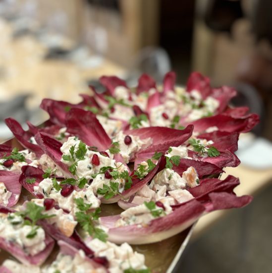 Witlof with tarragon smoked chicken