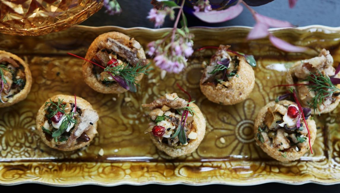 Mediterranean Chicken and Almond Panipuri