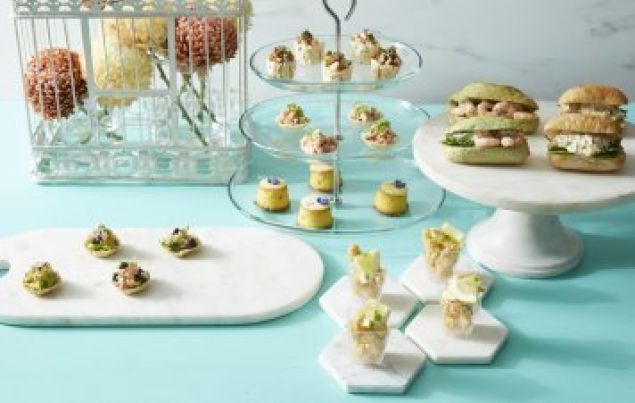 Hot Smoked Salmon Free - Form Tart with Creme Fraiche and Baby Herbs 