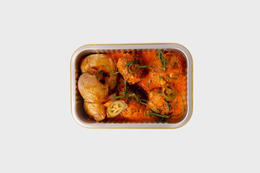 Slow Braised Lamb Kefta Balls, Cinnamon Infused Romesco & Smashed Potatoes 