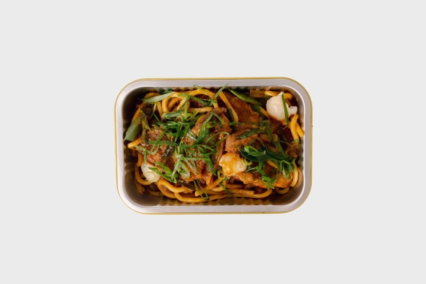 Northern Thai 'Khao Soi' with Thick Egg Noodle, Lychee & Spring Onions 