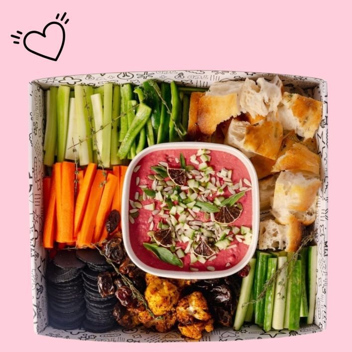 Loaded Beetroot & Lemon Myrtle Hummus Dip Platter
