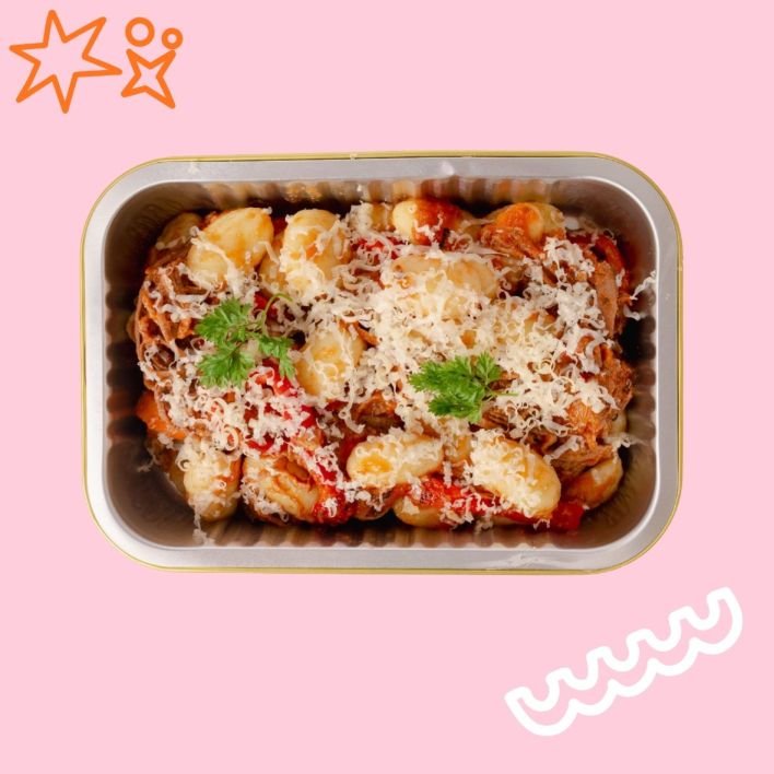 Slow Braised Gnocchi Ragu, Parmesan & Spring Onion 
