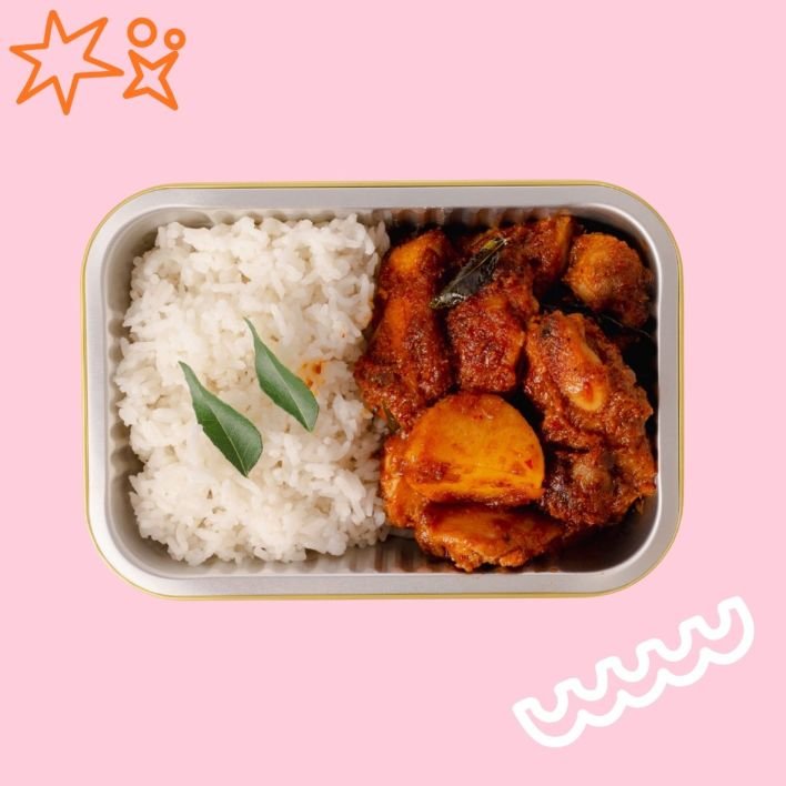 Indonesian Minang Rendang with Coconut Milk & Lemongrass, and Rice