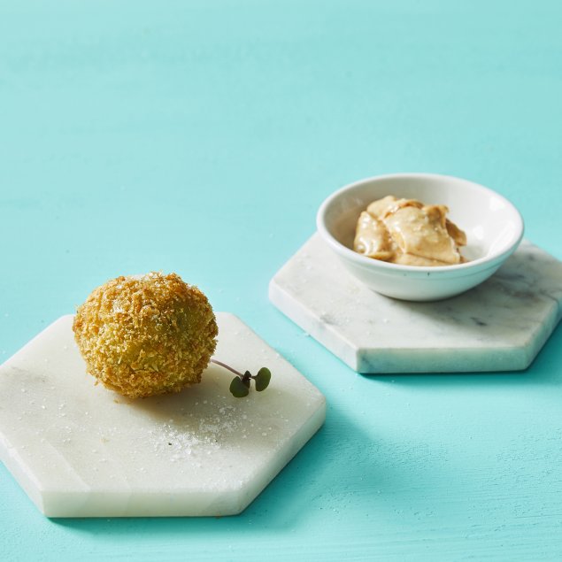 Three Cheese Arancini With Paprika Aioli (Vegetarian)