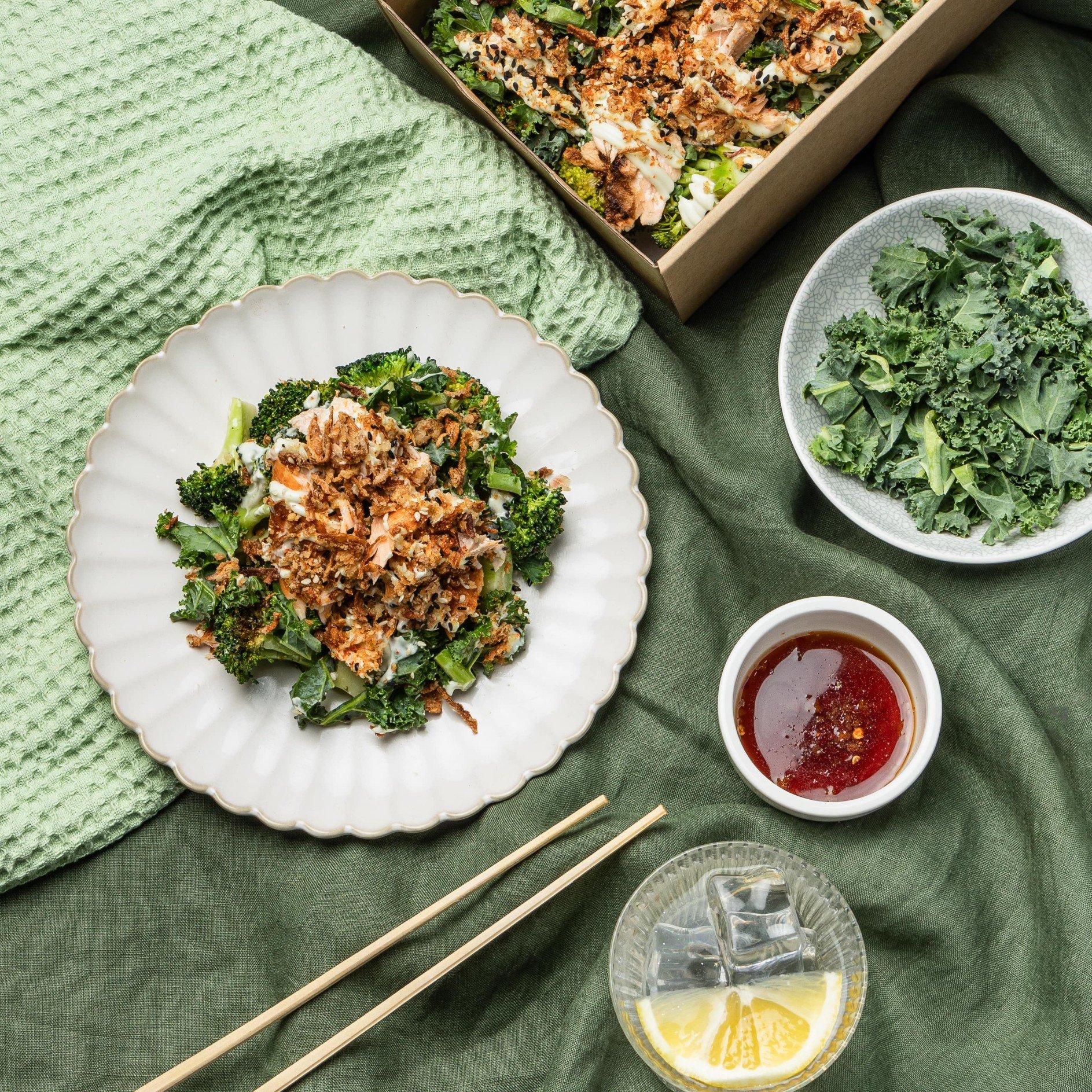 Miso Blackened Salmon Salad Platter