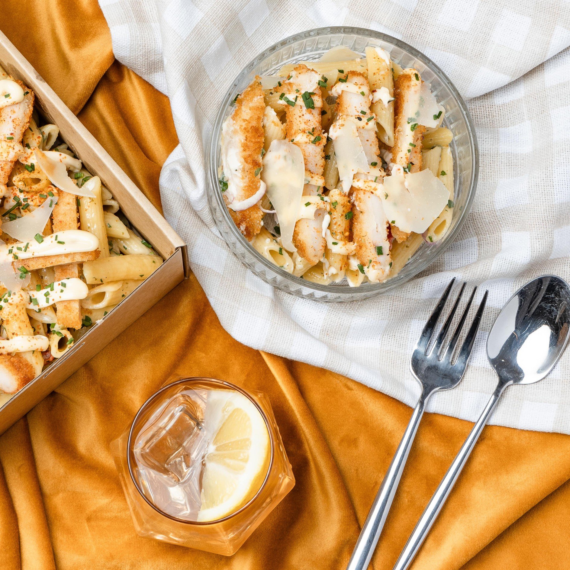 Chicken Schnitzel Pasta Salad Platter