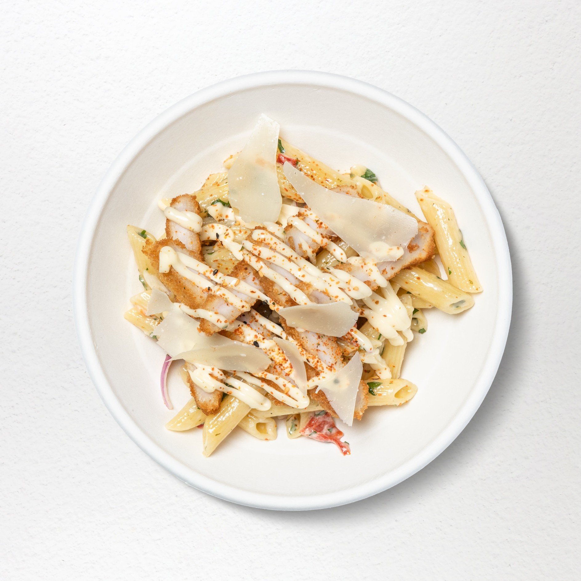 Chicken Schnitzel Pasta Salad Bowl