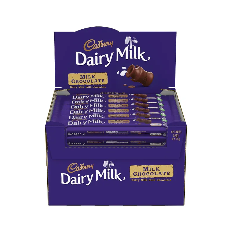 Cadbury Dairy Milk Chocolate Bar 75G Box 42 bars