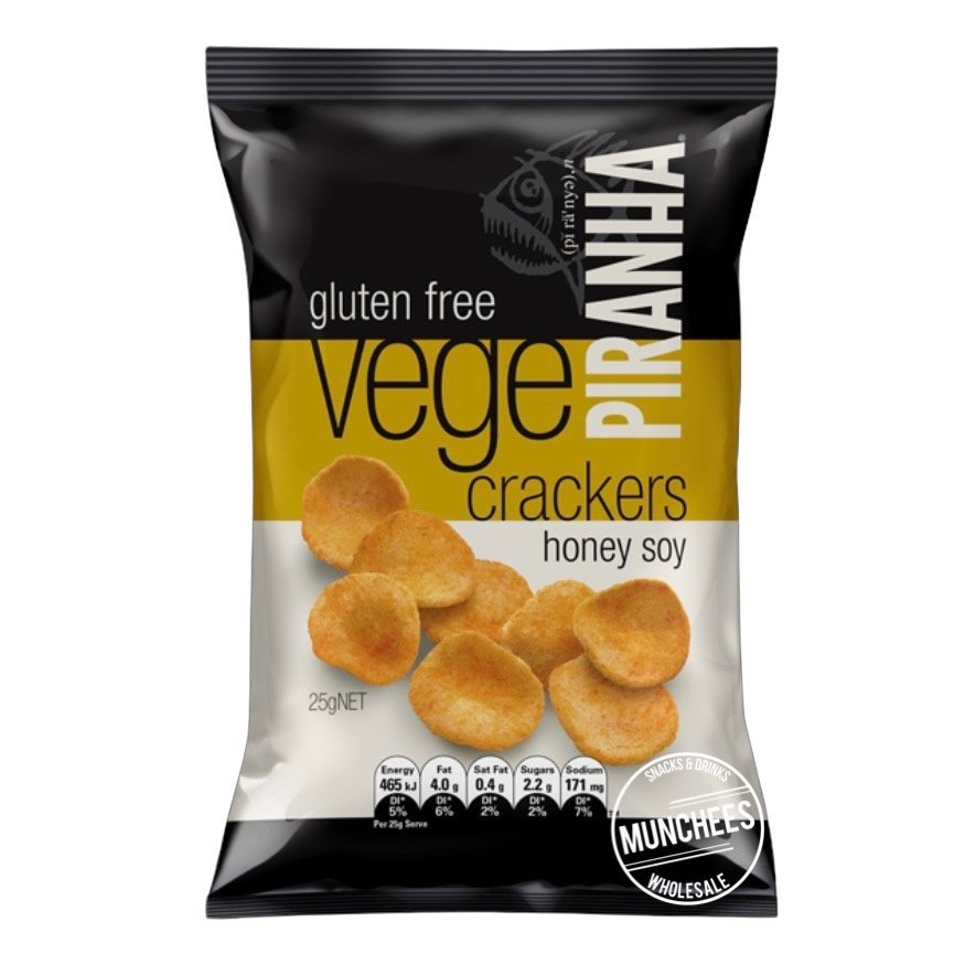 Piranha Vege Cracker Honey Soy 25G Box 40 packets 