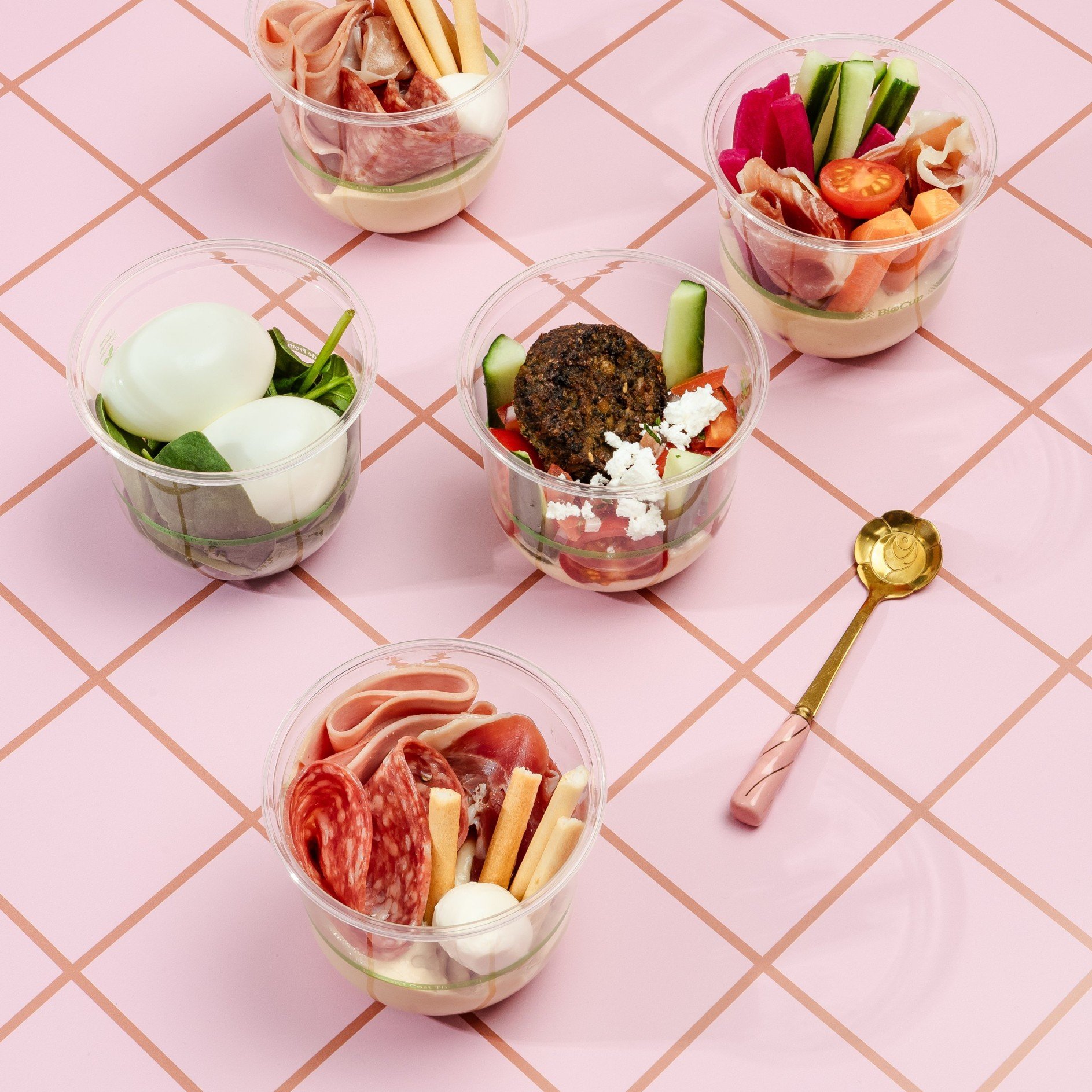 Hummus, Tabouli, Falafel & Grissini Pots 