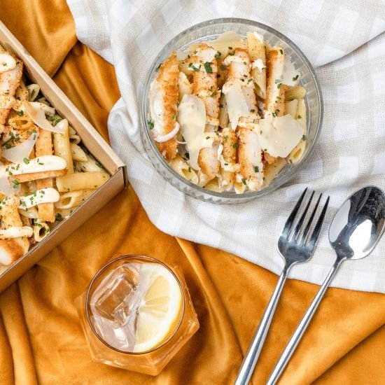 Chicken Schnitzel Pasta Salad Platter