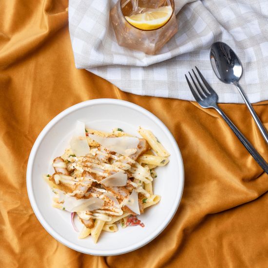 Chicken Schnitzel Pasta Salad Bowl