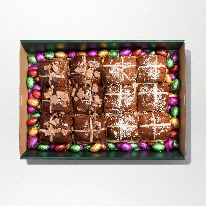 Vanilla & Chocolate Loaded Hot Cross Bun Platter 