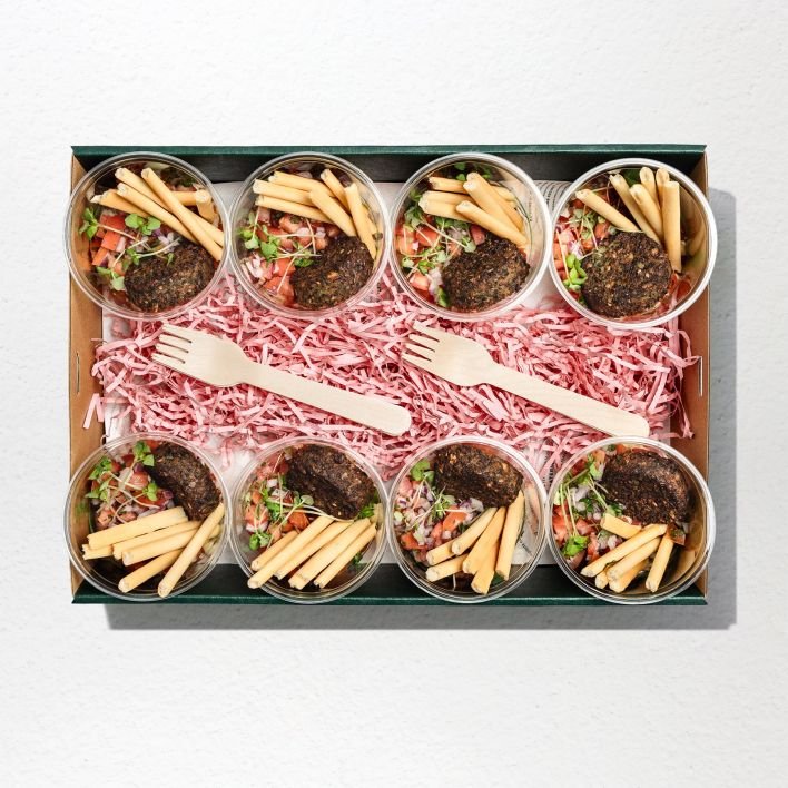 Hummus, Tabouli, Falafel & Grissini Pots 