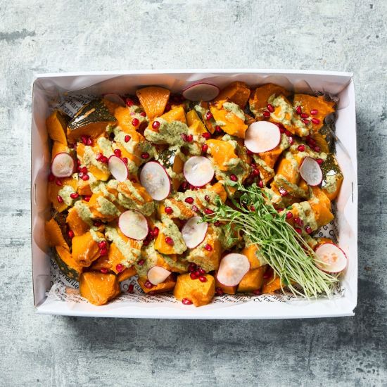 BUFFET - Roasted Pumpkin, Tahini Dressing, Pepitas & Pomegranate (Serves 10)