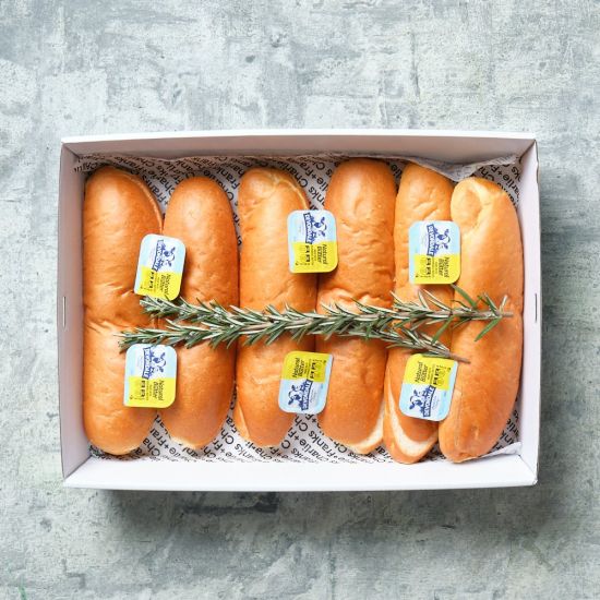 BREAD - Hot Dog (Long) Rolls + Butter (Box of 6) (100gm) 