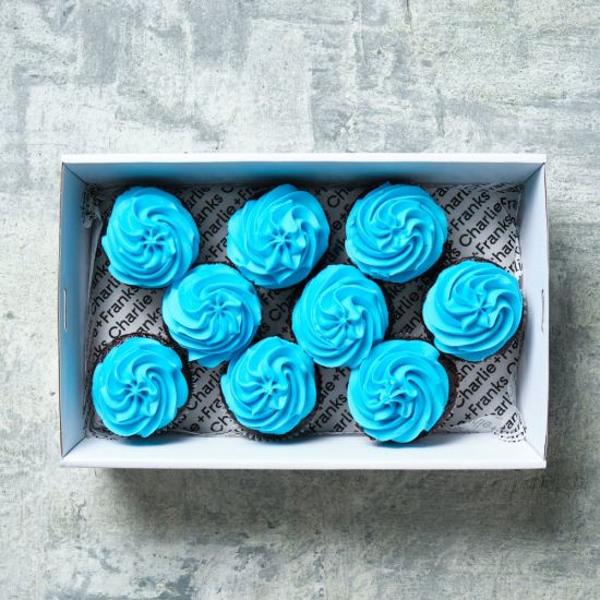 Baby Shower / Gender Reveal - Blue High Tea Cupcakes (Box of 9)