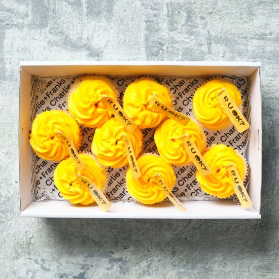RUOK Day - Yellow High Tea Cupcakes (Box of 9)