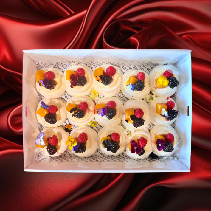 CHRISTMAS IS JULY - Individual Mango & Exotic Berry Pavlova's (Box of 15)