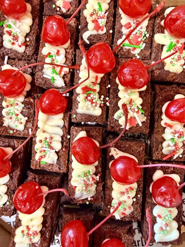 CHRISTMAS IN JULY - Festive Cherry Brownie Bites (Box of 24)