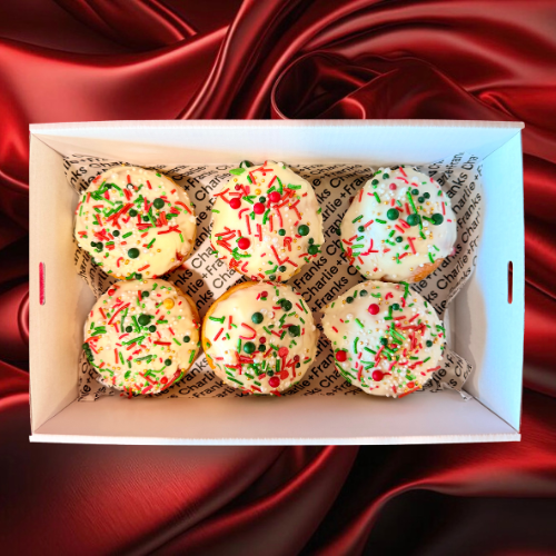 CHRISTMAS IN JULY - White Bauble Jam Filled Donuts (Serves)