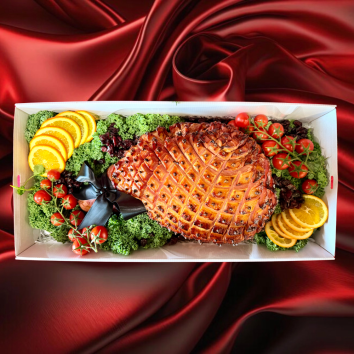 CHRISTMAS IN JULY - 5-7kg Whole Maple Glazed Ham with Cranberry Sauce, Seeded + Dijon Mustard