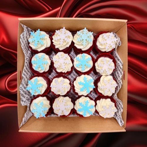 CHRISTMAS IN JULY - Snowflake Red Velvet Cupcakes (Serves 16)