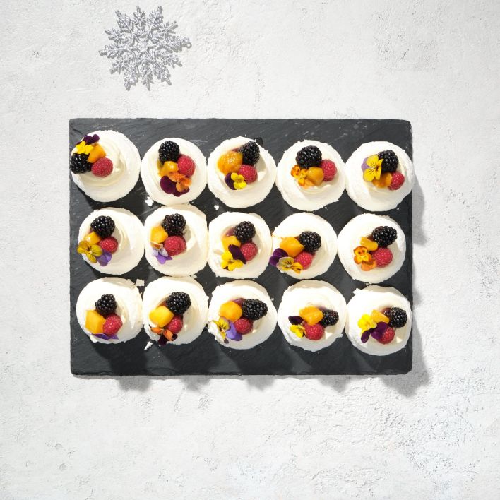CHRISTMAS IS JULY - Individual Mango & Exotic Berry Pavlova's (Box of 15)
