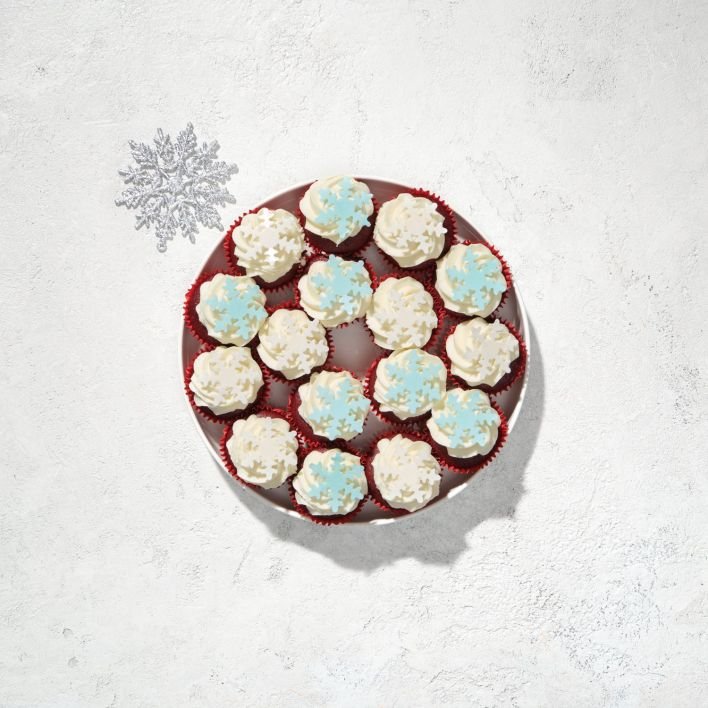 CHRISTMAS IN JULY - Snowflake Red Velvet Cupcakes (Serves 16)