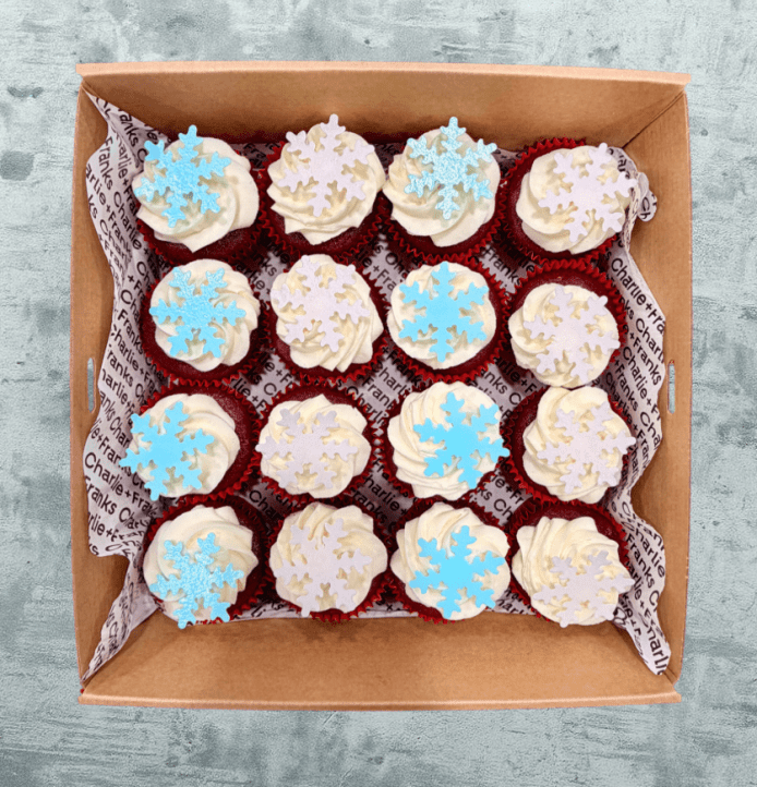 CHRISTMAS - Snowflake Red Velvet Cupcakes (Serves 16)