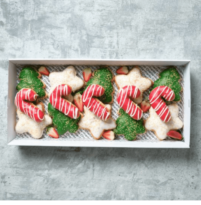 CHRISTMAS - Candy Cane, Star, Xmas Tree Donut Box (15 pieces)