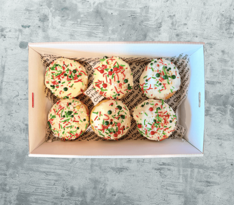 CHRISTMAS - White Bauble Jam Filled Donuts (Serves 6)