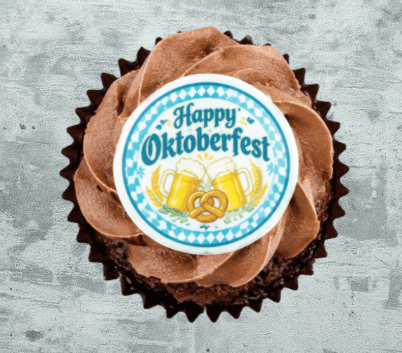 Oktoberfest - Double Chocolate Cupcake + "Happy Oktoberfest" toppers (Box of 16)